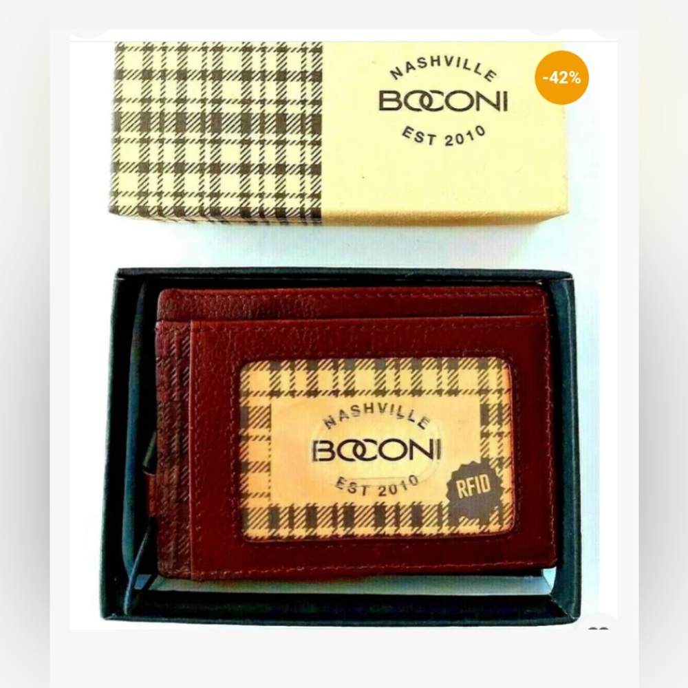 Nashville BOCONI RFID Leather Front Pocket Wallet Brown